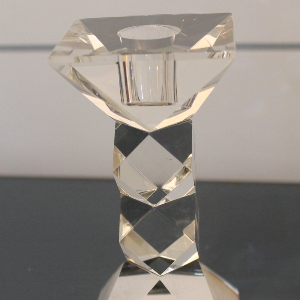 Oleg Cassini Signed Crystal Candle Holder